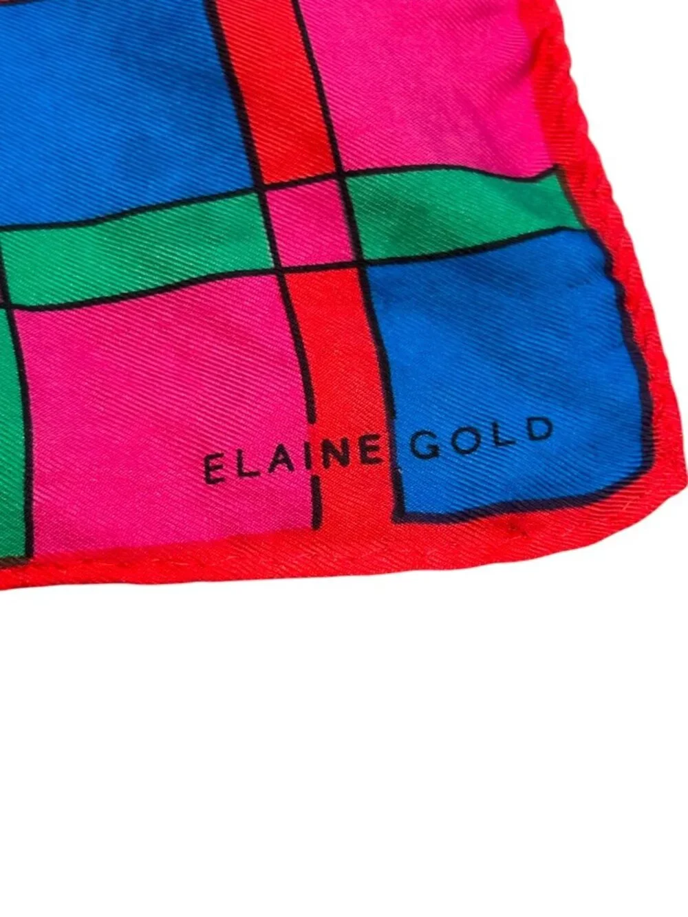 Elaine Gold Vintage Multicolor Abstract Face Silk Scarf 30